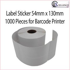Label Sticker 54mm x 130mm x 1000 Pieces for Barcode Printer (White)
