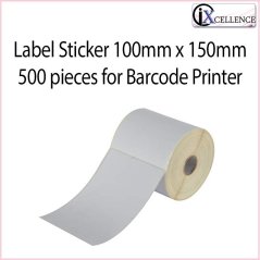 Label Sticker 100mm x 150mm x 500 Pieces for Barcode Printer (White)