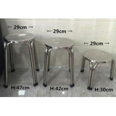 Jomz [IX] Stainless Steel Stool Metal Round Chair for In / Outdoor