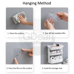 Gdeal GTE European Style Simple Three Layer Inclined Anti Water Accumulation Wall Hanging Kitchen Bathroom Storage Rack
