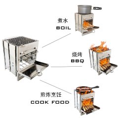 Stainless Steel Portable High Quality Outdoor Square Wood Stove Can Use