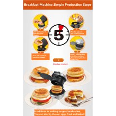 Gdeal Auto Hamburger Machine Bread Maker Breakfast Meal Barbecue Stove