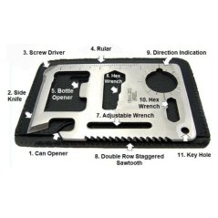 11 in 1 Credit Card Sized Survival Tool Multipurpose Bottle (Silver)