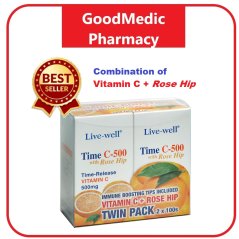 Live-Well Time C-500 with Rose Hip 100 tablets EXP:09/2023 Vitamin C 500mg