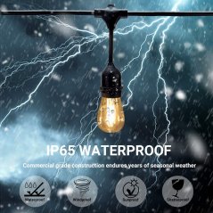Hometech2u 10M Waterproof Outdoor LED String Lights Commercial Grade E27 Bulbs Street Garden party String Lights Lampu Pasar Malam
