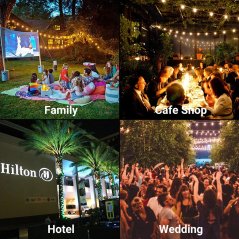 Hometech2u 10M Waterproof Outdoor LED String Lights Commercial Grade E27 Bulbs Street Garden party String Lights Lampu Pasar Malam