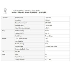 Hometech2u PANASONIC 450W BLENDER MX-M100 (NEW Model)