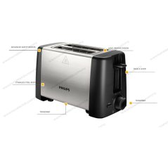 Philips Toaster (2 SLOTS) with High Lift  - Metal Body