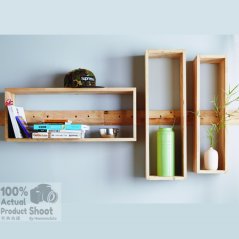 Hometech2u Wooden Wall Decoration Rack Shelf (Set of 3)