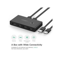 Ugreen 30767 100W 480Mbps USB Switch Selector 2 Computer 4 USB Devices
