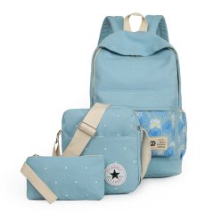 Gdeal 3-In-1 Fashionable Casual Flower Imprint Canvas Laptop Bag Shoulder Bag School Backpack Set- 3 Colors Available