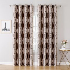 Gdeal GTE Living Room Bedroom Simple And Modern Jacquard Flower Printing Curtain Cloth Black Silk Shading Heat Insulation Curtain Cloth