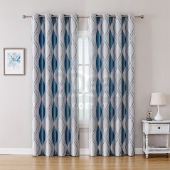 Gdeal GTE Living Room Bedroom Simple And Modern Jacquard Flower Printing Curtain Cloth Black Silk Shading Heat Insulation Curtain Cloth