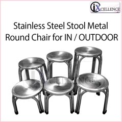 Jomz [IX] Stainless Steel Stool Metal Round Chair for In / Outdoor