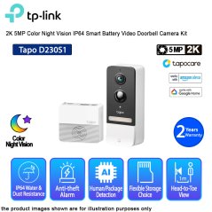 تي بي لينك طقم كاميرا جرس الباب الذكي تابو D230S1 بدقة 2K و5 ميجابكسل