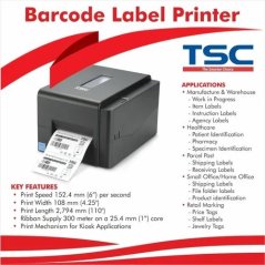 TSC TE 244 Desktop Label Barcode Printer (Black)