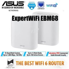 اسوس نظام شبكة واي فاي 6 ثلاثي النطاق EBM68 AX7800 اكسبيرت واي فاي