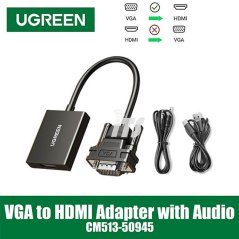 UGREEN VGA to HDMI+3.5mm Converter 1080p@60Hz (CM513-50945)
