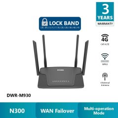 دي لينك جهاز راوتر لاسلكي سرعة N300 بشريحة اتصال 4G LTE طراز DWR-M930