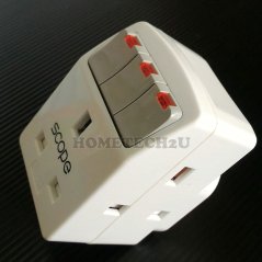 Hometech2u SCOPE 13A 3 Three Way Adaptor With Neon Switch (Sirim Approved), eRomman Marketplace