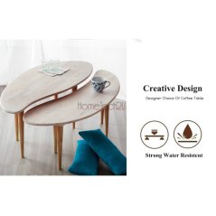 طاولة قهوة عصرية 2 في1 بتصميم متصل من الخشب الطبيعي