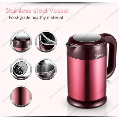 Hometech2u MIDEA JUG KETTLE ANTI SCALD PROTECTION ELEGANT SERIES 1.7L (ELEGANT MAROON)
