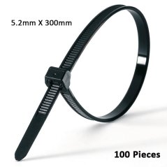 Ipohonline 5.2mm X 300mm Self-Locking Nylon Cable Tie - 100 Pcs (Black), eRomman Marketplace