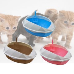 Premium Quality Diamond Shape Plastic Pets Cat Litter Box (3 Colors)
