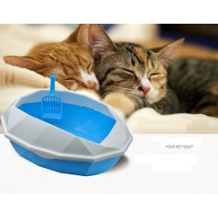 Premium Quality Diamond Shape Plastic Pets Cat Litter Box (3 Colors)