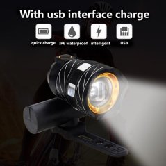 مصباح أمامي للدراجات بضوء LED بمنفذ USB