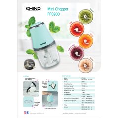 Khind Mini Chopper Food Chopper Machine FPC900 (As Picture)