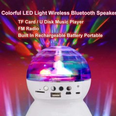 مكبر صوت ديسكو دي جي محمول بتقنية البلوتوث مع كرة LED (4 الوان)