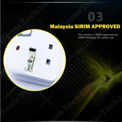 Hometech2u SUNSTAR WALL T-ADAPORT EXTENSION SWITCH SOCKET WITH SURGE PROTECTED (SIRIM APPROVED), eRomman Technologies Sdn Bhd