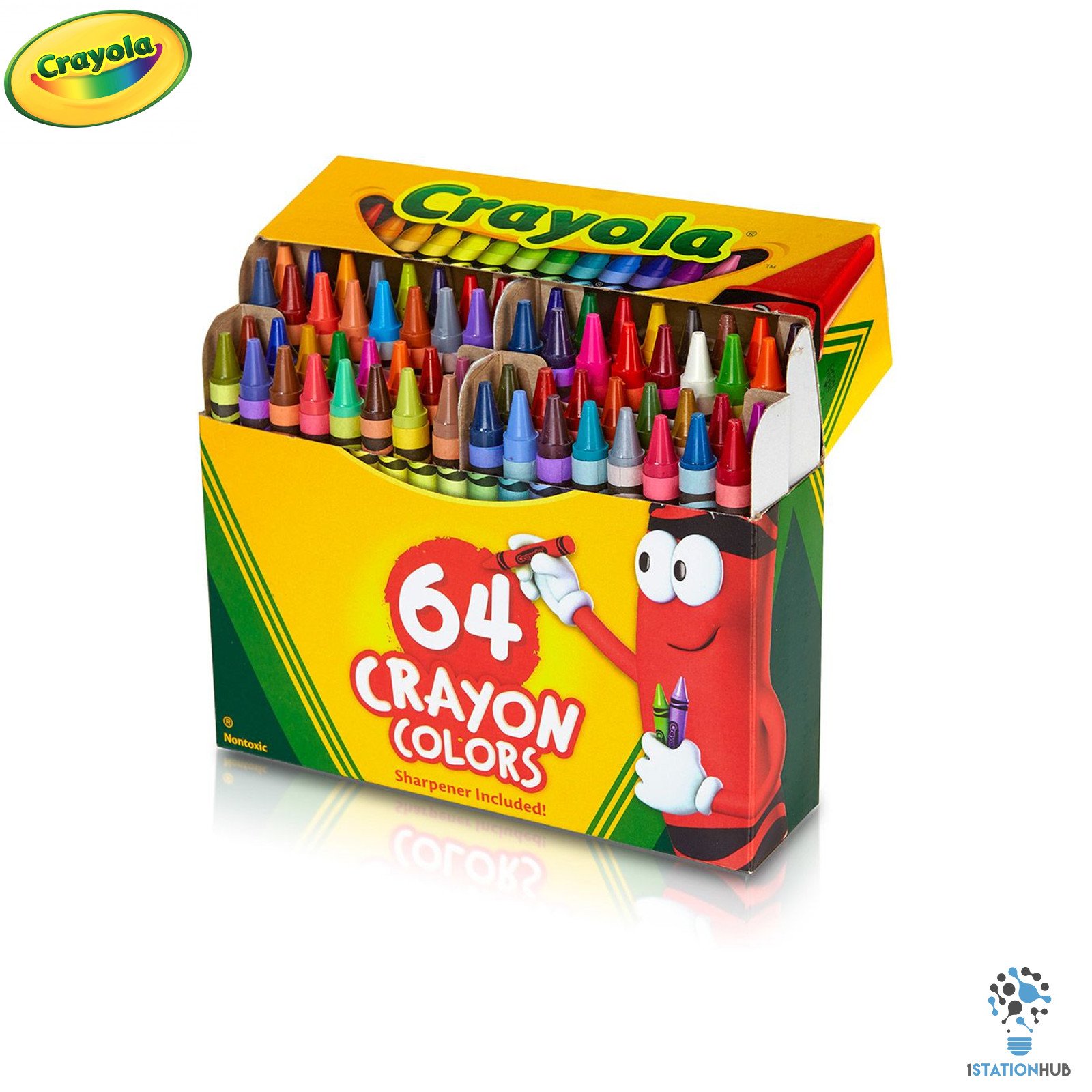 Buy Crayola 64 Colour Crayon Wax Pencil + Sharpener eRomman