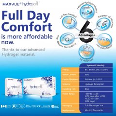 Gmonline31 Maxvue Hydrosoft 1 Month clear Contact lens 6pcs/box FREE 1 pair ( 6 +2Pcs)