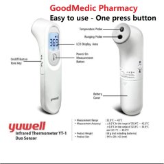 Yuwell Medical Grade infrared Forehead Thermometer YT-1 (White)