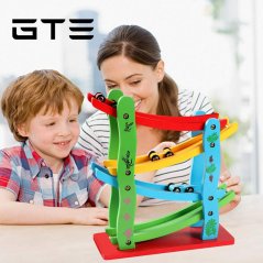 Gdeal Kids Fun Four Layer Glider Rail Speeding Car Wooden Toy Puzzle