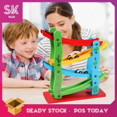 Gdeal Kids Fun Four Layer Glider Rail Speeding Car Wooden Toy Puzzle