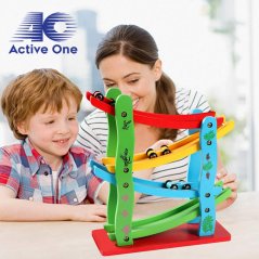 Gdeal Kids Fun Four Layer Glider Rail Speeding Car Wooden Toy Puzzle