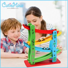 Gdeal Kids Fun Four Layer Glider Rail Speeding Car Wooden Toy Puzzle