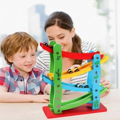Gdeal Kids Fun Four Layer Glider Rail Speeding Car Wooden Toy Puzzle
