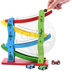 Gdeal Kids Fun Four Layer Glider Rail Speeding Car Wooden Toy Puzzle