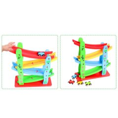 Gdeal Kids Fun Four Layer Glider Rail Speeding Car Wooden Toy Puzzle