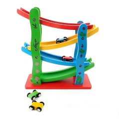 Gdeal Kids Fun Four Layer Glider Rail Speeding Car Wooden Toy Puzzle