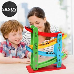 Gdeal Kids Fun Four Layer Glider Rail Speeding Car Wooden Toy Puzzle