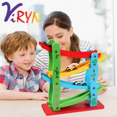 Gdeal Kids Fun Four Layer Glider Rail Speeding Car Wooden Toy Puzzle