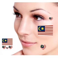 Gdeal 10pcs Waterproof Flag Of Malaysia Facial Tattoo Temporary Tattoo Body Art Flash Tattoo Stickers Water Transfer Removable Tattoo Sticker Colorful