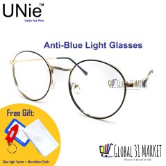 Unie Anti Blue Light Glasses Computer Glasses Metal Round (Black - Gold)