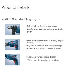 BOSCH Professional Impact Drill GSB 550 XL Kit (1A1 5L3)