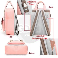Gdeal High School Student College Canvas Backpack USB Charging Travel Bag (4 Colors)